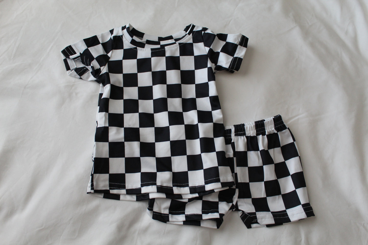 Black Checkered Short Pajamas